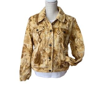 C.L.O.T.H.E.S. Stretch Denim Jacket‎ with Western Print Size: L